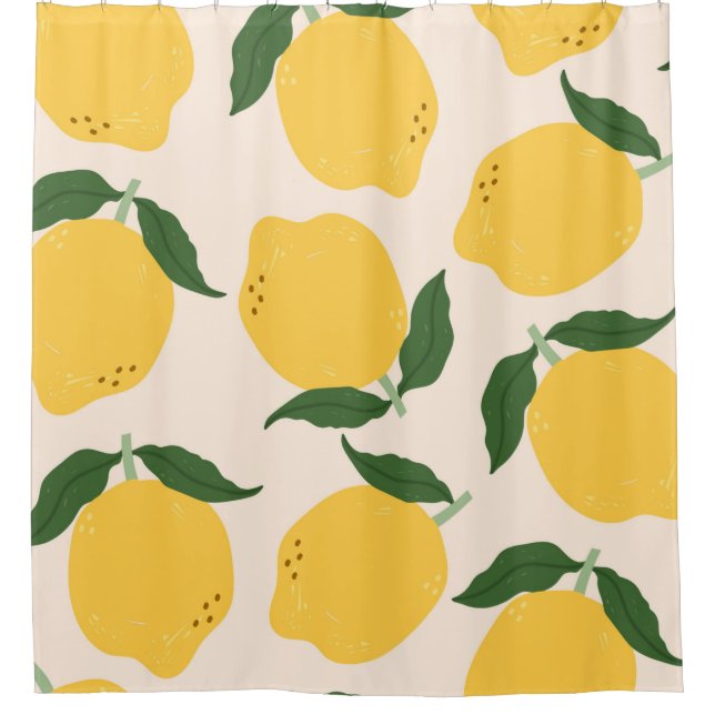Juicy yellow Lemons, green leaves. Fresh tasty fru Shower Curtain (Front)