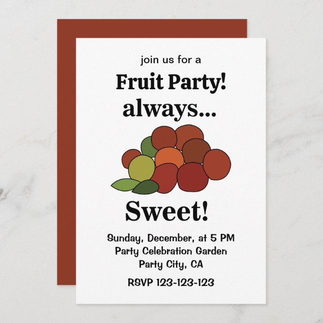 Jujube Fruit Party Invitation (Front/Back)