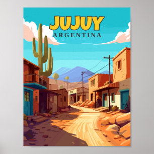 Jujuy Argentina vintage travel illustration Poster