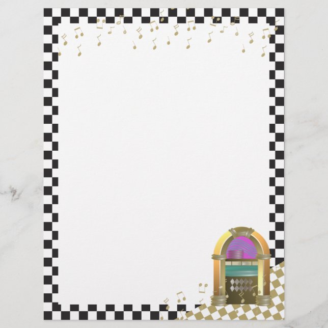 Jukebox and Music Notes Letterhead (Front)