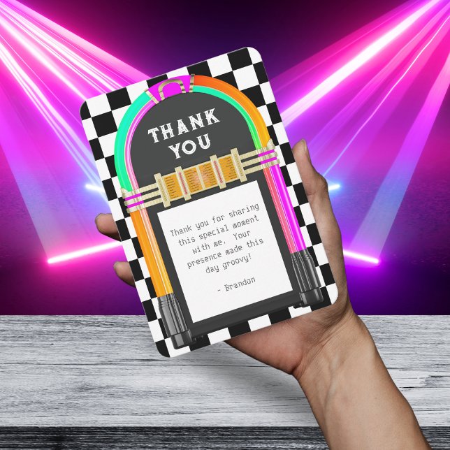 Jukebox Retro Chequerboard Thank You Card (Jukebox Retro Checkerboard Thank You Card
)