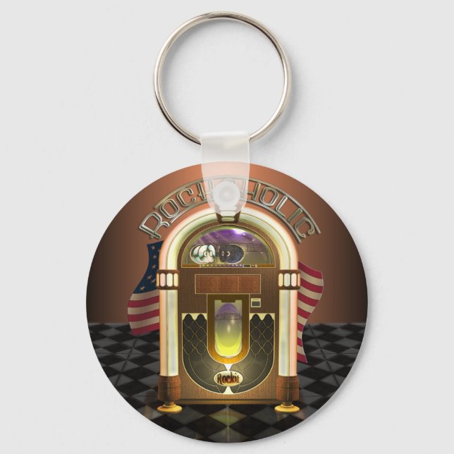 Jukebox Rockaholic Keychain (Front)