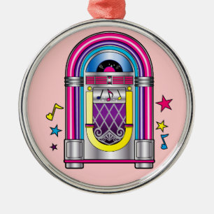 Jukebox with Stars and Notes Metal Tree Decoration