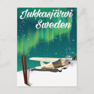 Jukkasjärvi Sweden Northern lights vacation poster Postcard