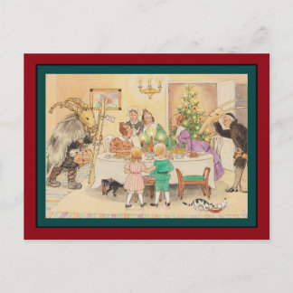 Jul Goat at the Christmas Table Holiday Postcard