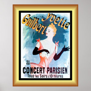 Jules Cheret ~ Art Nouveau ~ Yvette Guilbert ~  Po Poster