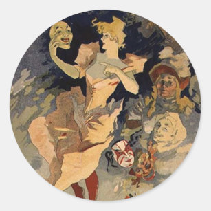 Jules Cheret 'La Danse' 1891 Classic Round Sticker
