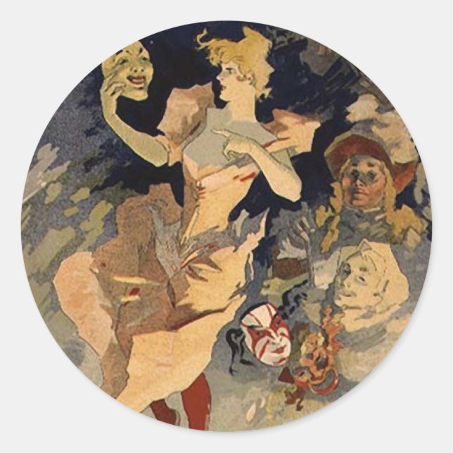 Jules Cheret 'La Danse' 1891 Classic Round Sticker (Front)
