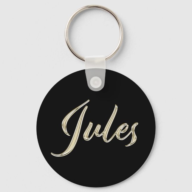 Jules Name whitegold Button Schlüsselanhänger Key Ring (Front)