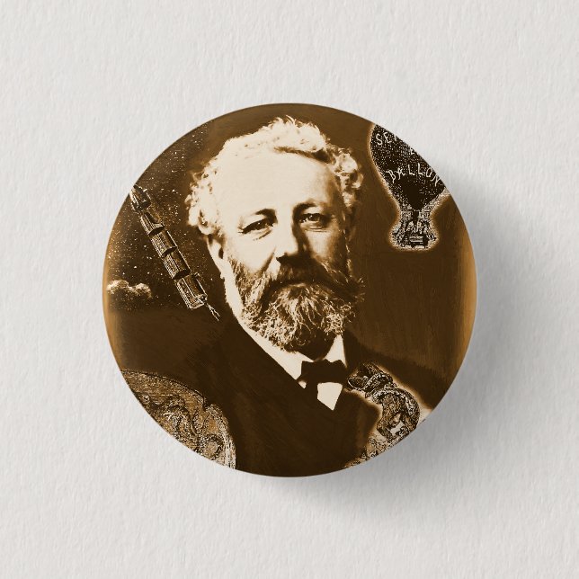 Jules Verne Tribute 3 Cm Round Badge (Front)