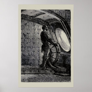 Jules Verne's Captain Nemo Steering The Nautilus Poster