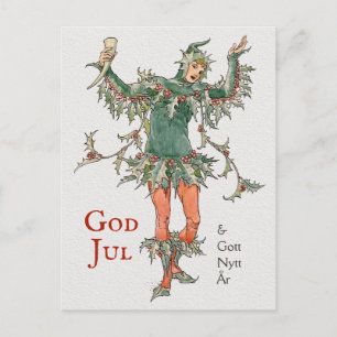 Julhälsning Walter Crane Holly (Järneksmannen) Postcard