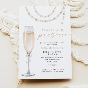 JULIA Boho Floral Pearls & Prosecco Bridal Shower Invitation