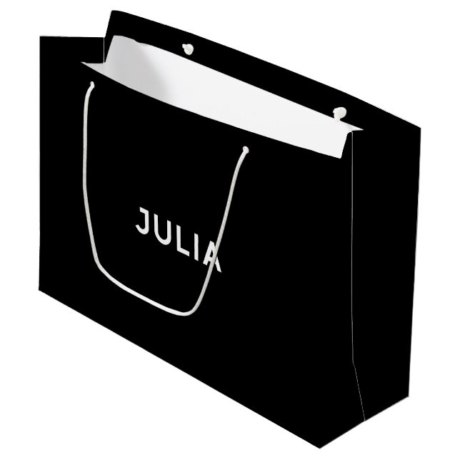 Julia Elegant Gift Bag in Black and White (Front Angled)