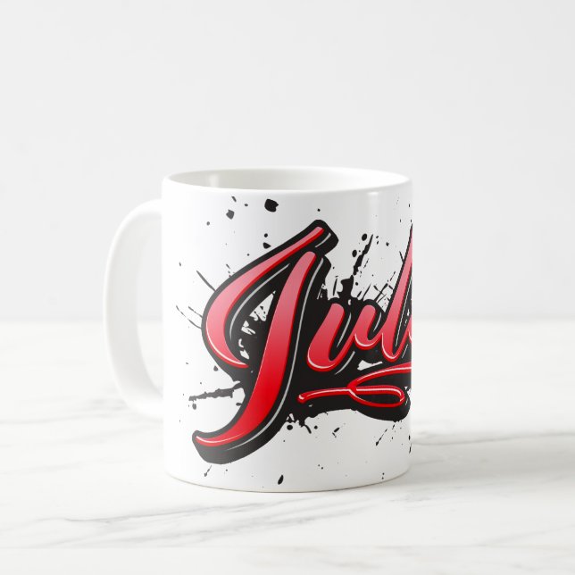 Julia red Heart Graffiti Tasse Kaffeetasse Coffee Mug (Front Left)
