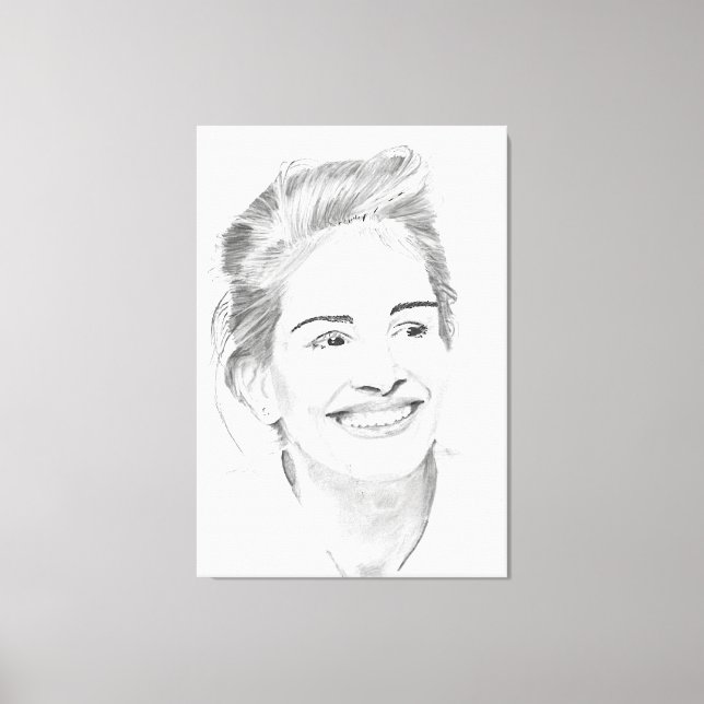 Julia Roberts Drawing Portrait By Pencil Canvas Print (Front)