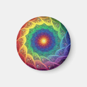 Julia Set Fractal With Rainbow Pinwheel Style Magnet