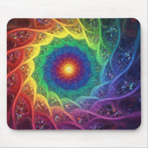 Julia Set Fractal With Rainbow Pinwheel Style Mouse Pad