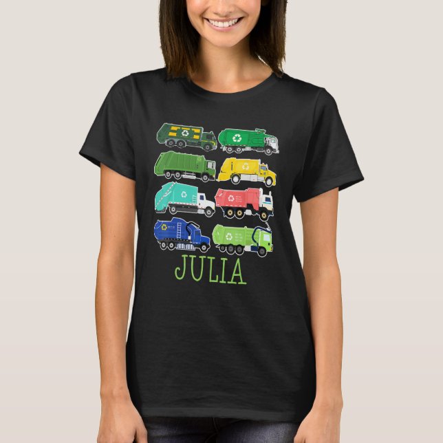 Julia Trash Truck For Kids Collector Ecologist Gar T-Shirt (Front)