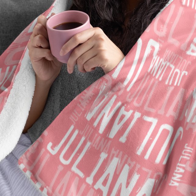 Juliana custom name modern typography blush pink fleece blanket (Creator Uploaded)