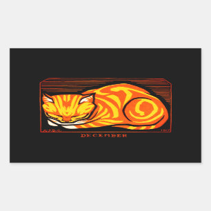 Julie de Graag December Cat Rectangular Sticker