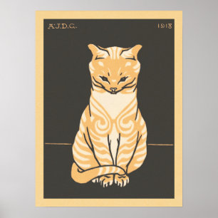 Julie De Graag Vintage Black Orange Cat  Poster