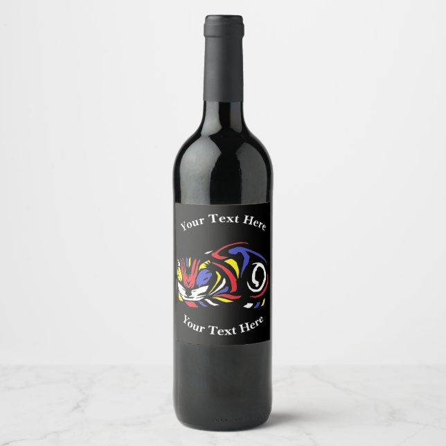 Julie de Graag Woodcut cat (multi color) Wine Label (Front)