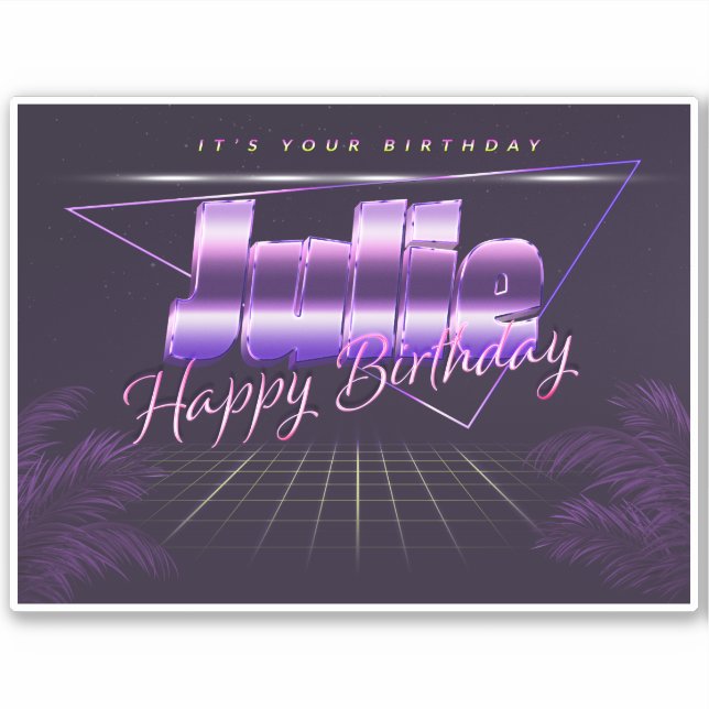 Julie Name First name lila retro Sticker Birthday (Front)