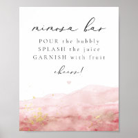 JULIEN Dusty Rose Blush Watercolor Mimosa Bar Sign