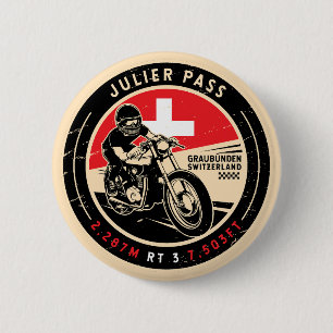 Julier Pass   Switzerland   Motorcycle 6 Cm Round Badge
