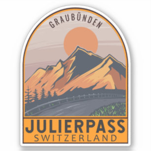 Julier Pass Switzerland Retro Travel Emblem