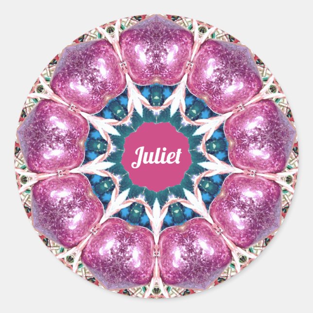 JULIET ~ Bright Abstract Pattern ~ Personalized ~  Classic Round Sticker (Front)