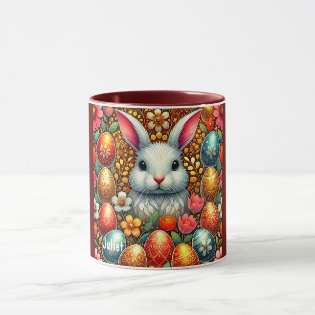 JULIET ~ EASTER BUNNY Eggs Flowers ~ Mug (Center)