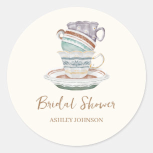 JULIET Tea Set Party Bridal Shower Classic Round Sticker