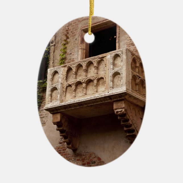 Juliet's Balcony; Where is Romeo? Ceramic Tree Decoration (Front)