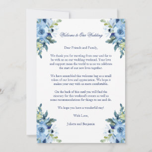 Juliette Blue Wedding Welcome Letter & Itinerary