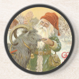 Jultomten Feeds Yule Goat a Cookie Coaster