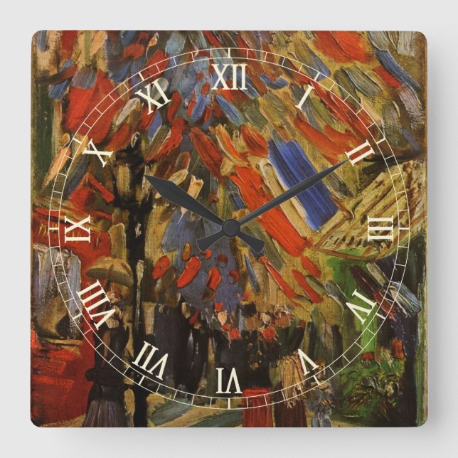 July 14th Celebration in Paris by Vincent van Gogh Square Wall Clock (Front)