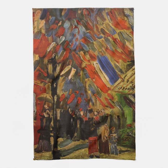 July 14th Celebration in Paris by Vincent van Gogh Tea Towel (Vertical)