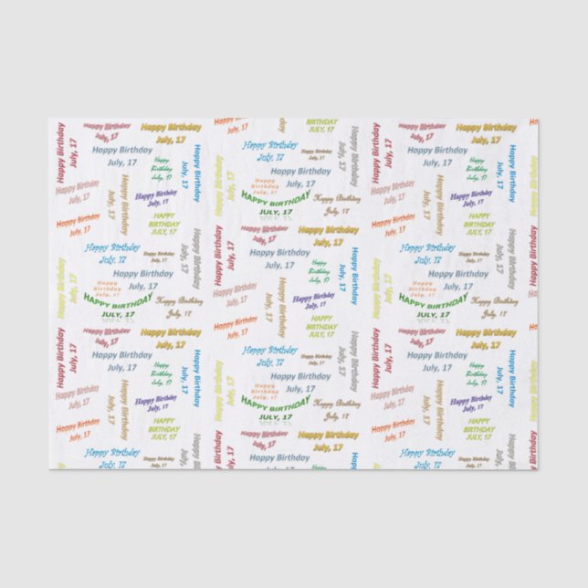 July, 17 Birthday Tissue Paper (Front)