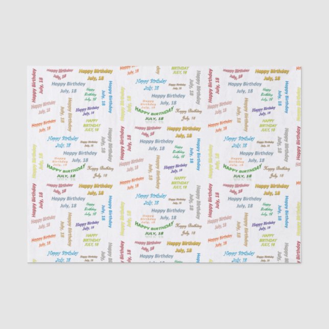 July, 18 Birthday Tissue Paper (Front)