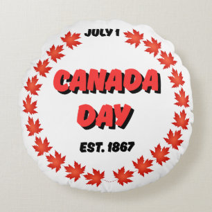 July 1 Canada Day Est. 1867 Round Cushion