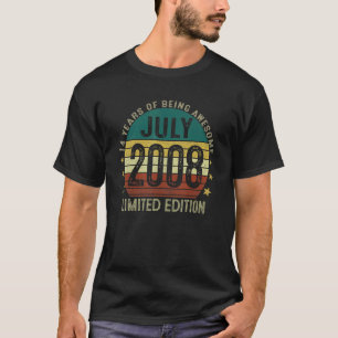 July 2008 14 Years Old For Men Vintage 14th Birth T-Shirt