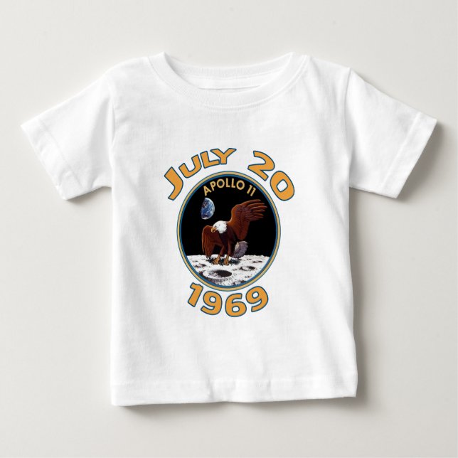 July 20, 1969 Apollo 11 Mission to the Moon Baby T-Shirt (Front)