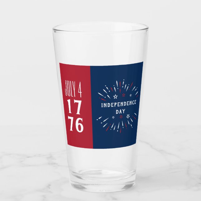 July 4 1776 America USA Independence Day Fireworks Glass (Front)