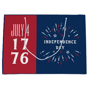 July 4 1776 America USA Independence Day Fireworks Large Gift Bag