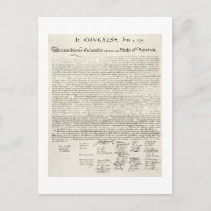 July 4,1776 DECLARATION OF INDEpendence Postcard