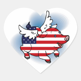 July 4 - 4th of July Patriotic Flying Pig Stickers