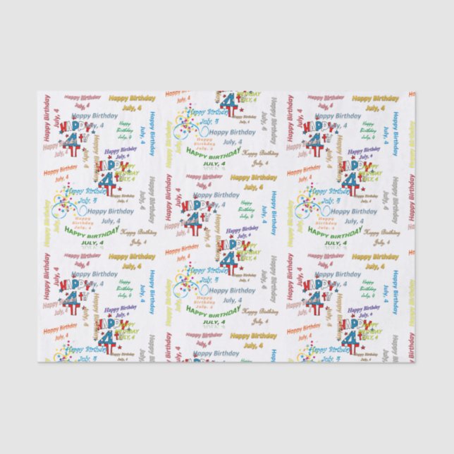 July, 4 Birthday Tissue Paper (Front)