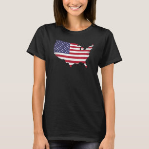 July 4 Independence Usa Map American Flag Vintage  T-Shirt
